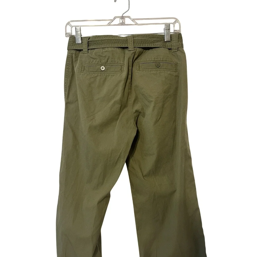 J. Crew Y2K 2000s Low Rise Utility‎ Green Cotton Chino Pants Roll Up Capri Sz 0